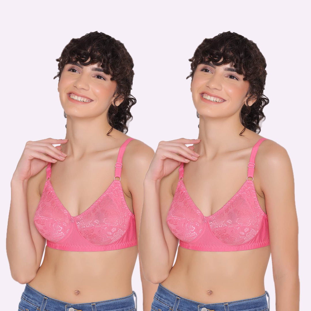 Women's Full coverage non padded Bra (Pack of 2)-Dora