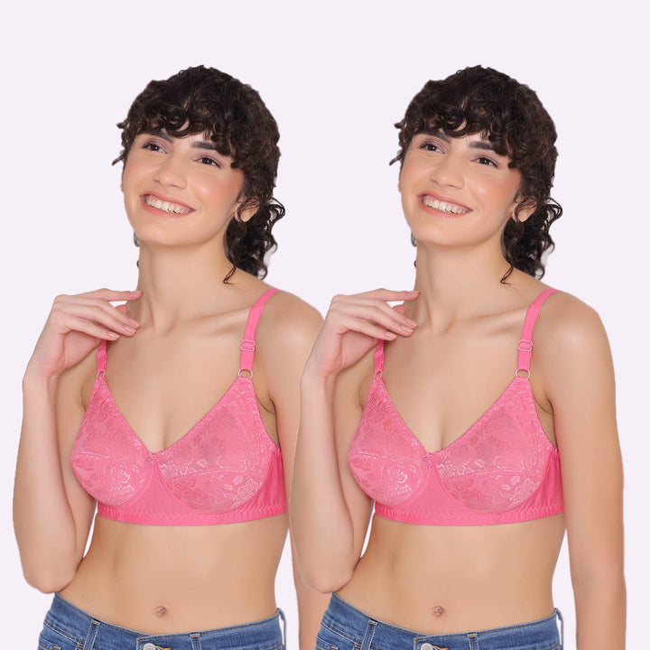 Women's Full coverage non padded Bra (Pack of 2)-Dora