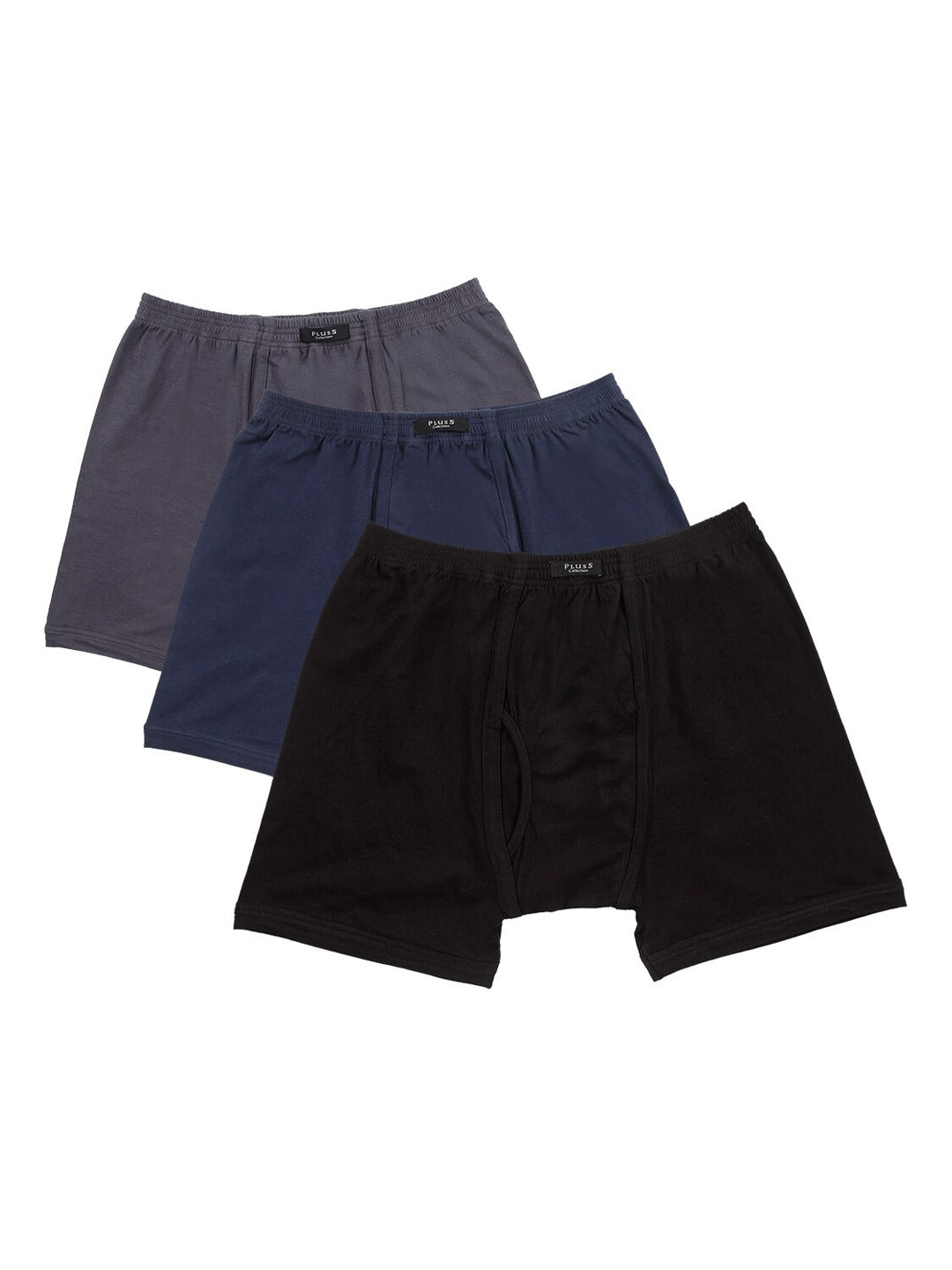 Plus Size Pack of 3 Men Solid Cotton Trunk