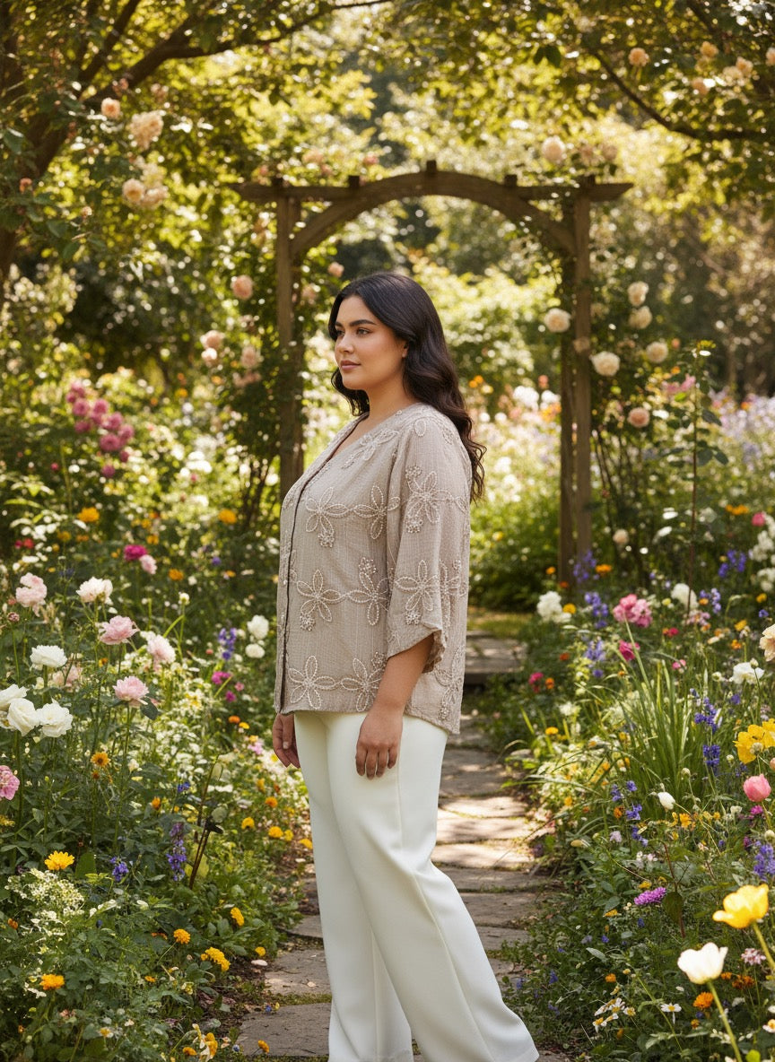 Parfait Pluss Silk embroidered Top