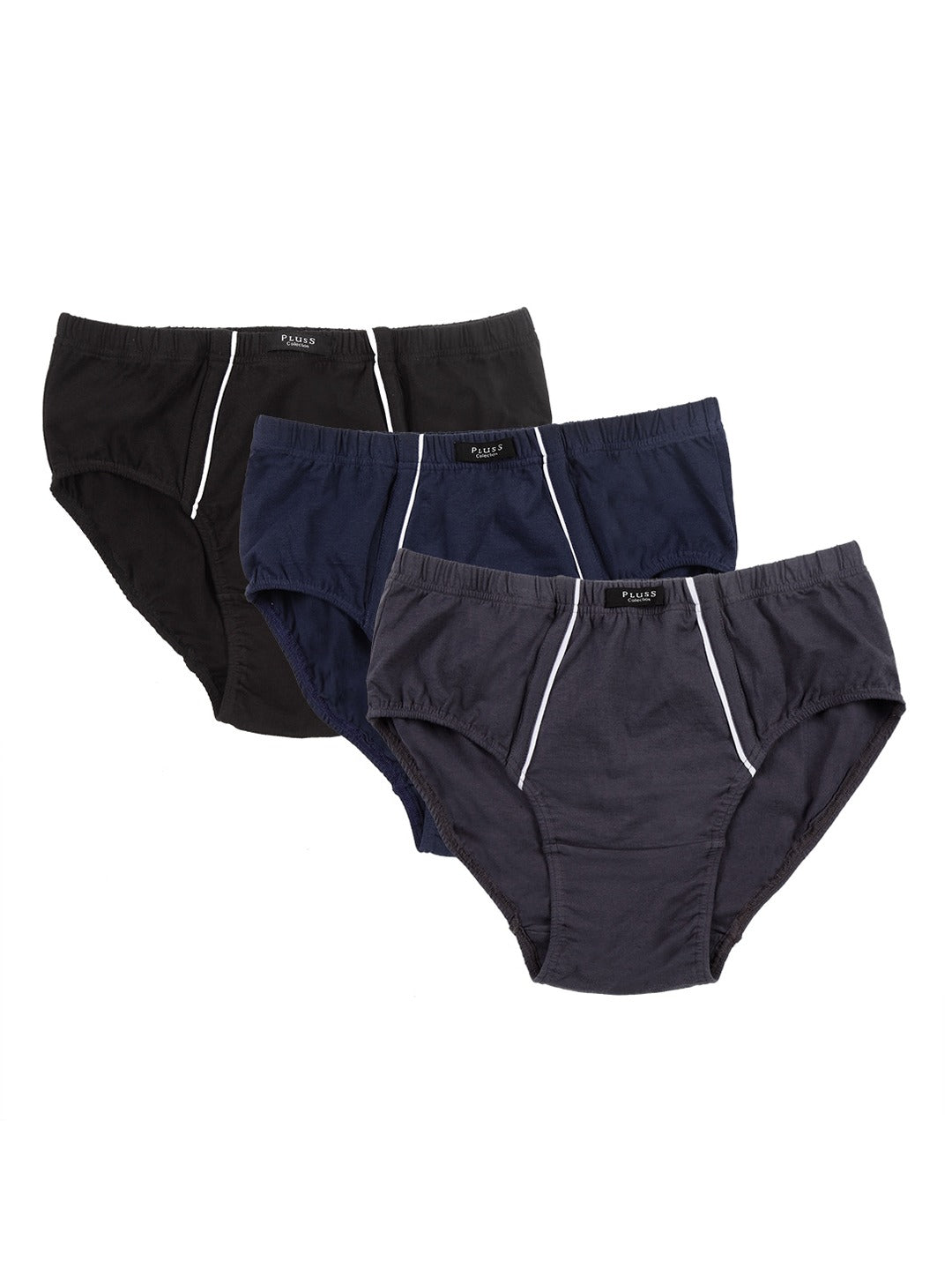 Plus Size Men Pack Of 3 Solid Pure Cotton Briefs