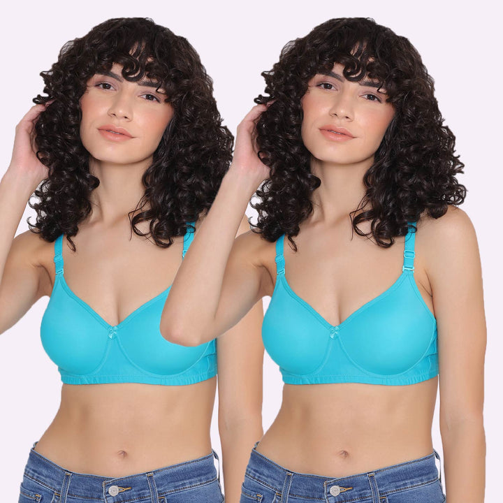 Women's Padded and Non Wired Full Coverage T-Shirt Bra (Pack of 2)-LILY