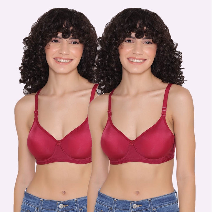 Women's Padded and Non Wired Full Coverage T-Shirt Bra (Pack of 2)-LILY