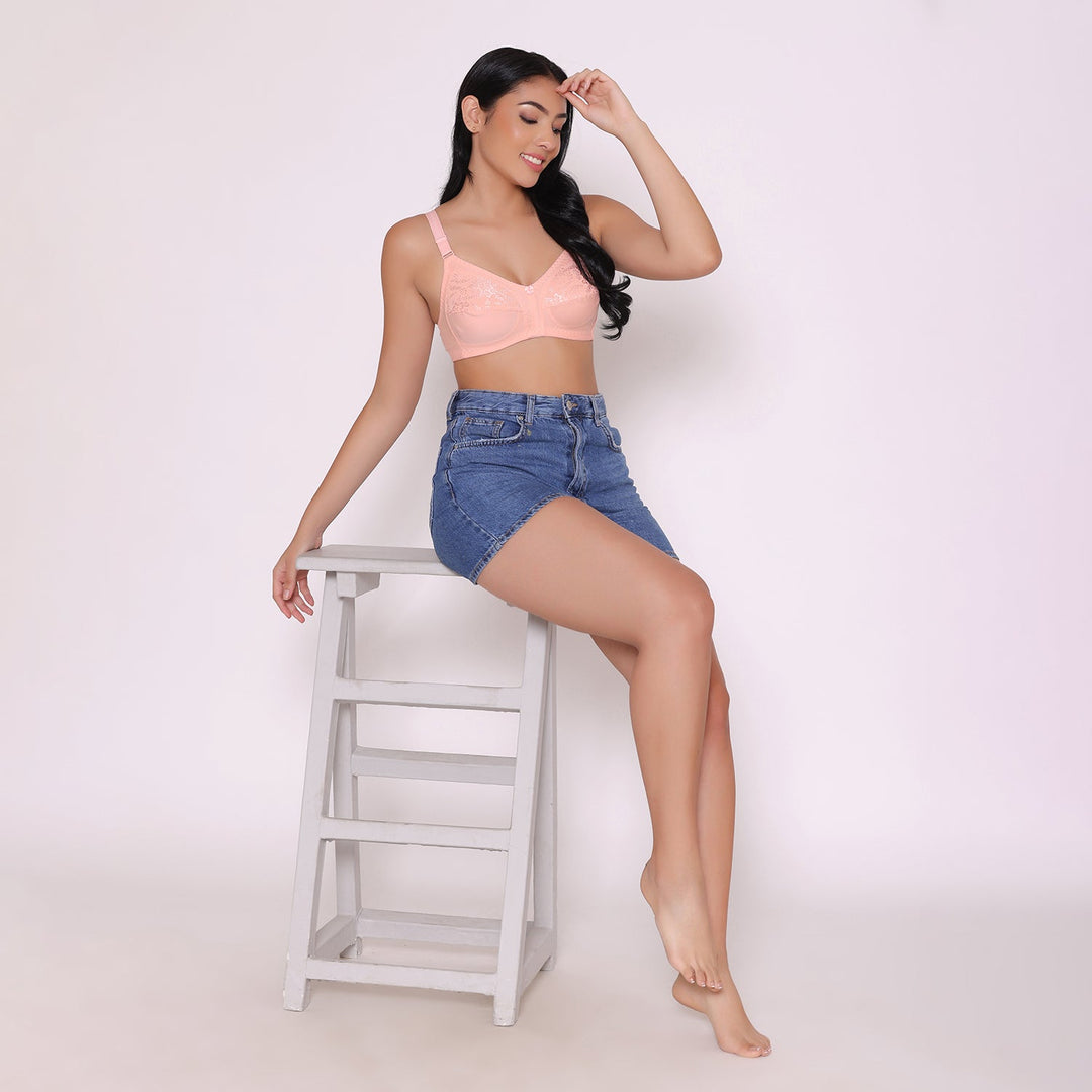 Half Net Non Padded Non Wired Full Coverage Bra-IRIS