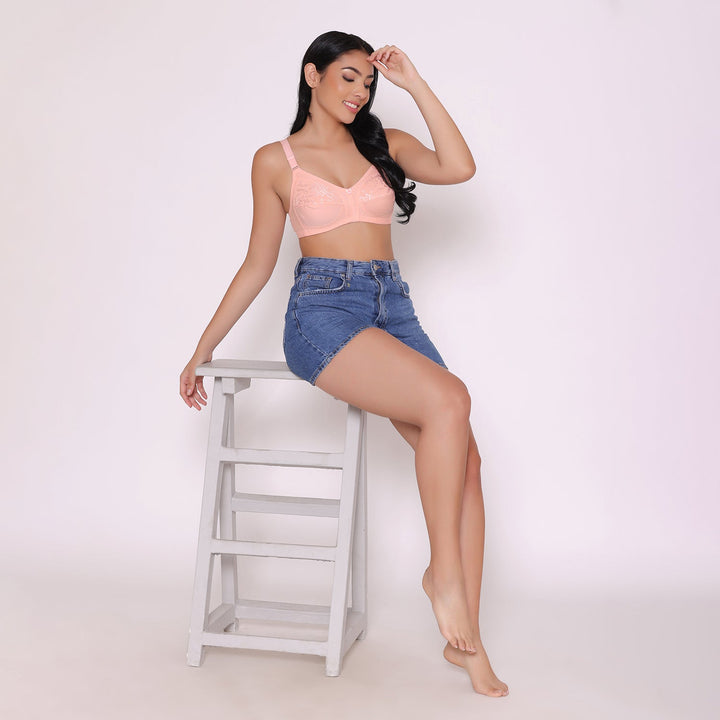 Half Net Non Padded Non Wired Full Coverage Bra-IRIS