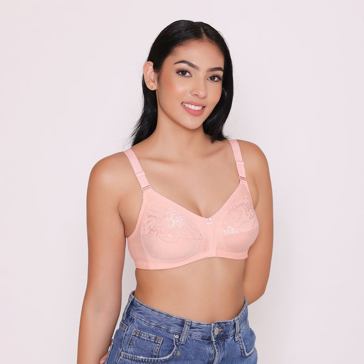 Half Net Non Padded Non Wired Full Coverage Bra-IRIS
