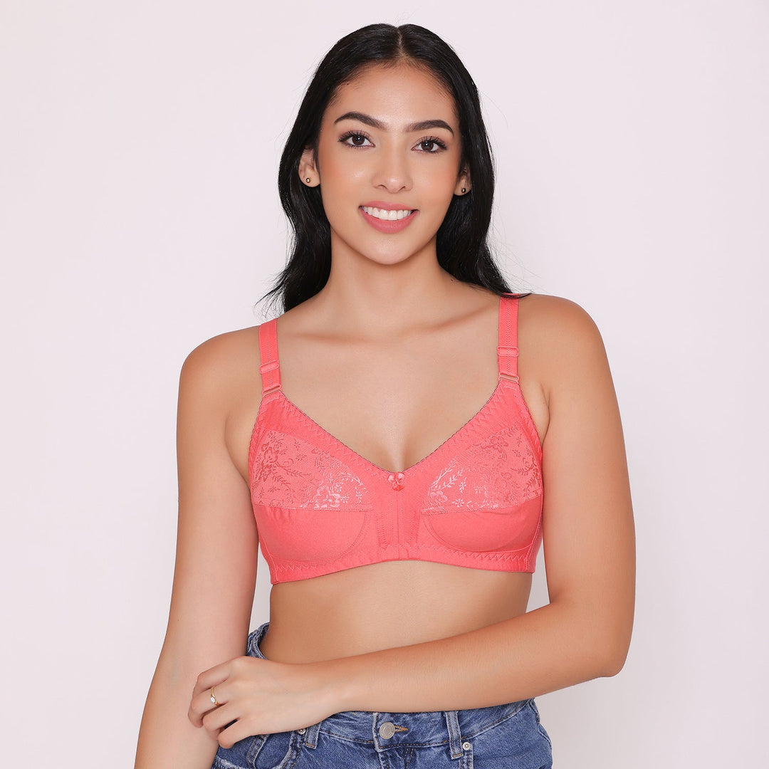 Half Net Non Padded Non Wired Full Coverage Bra (Pack of 3)-IRIS