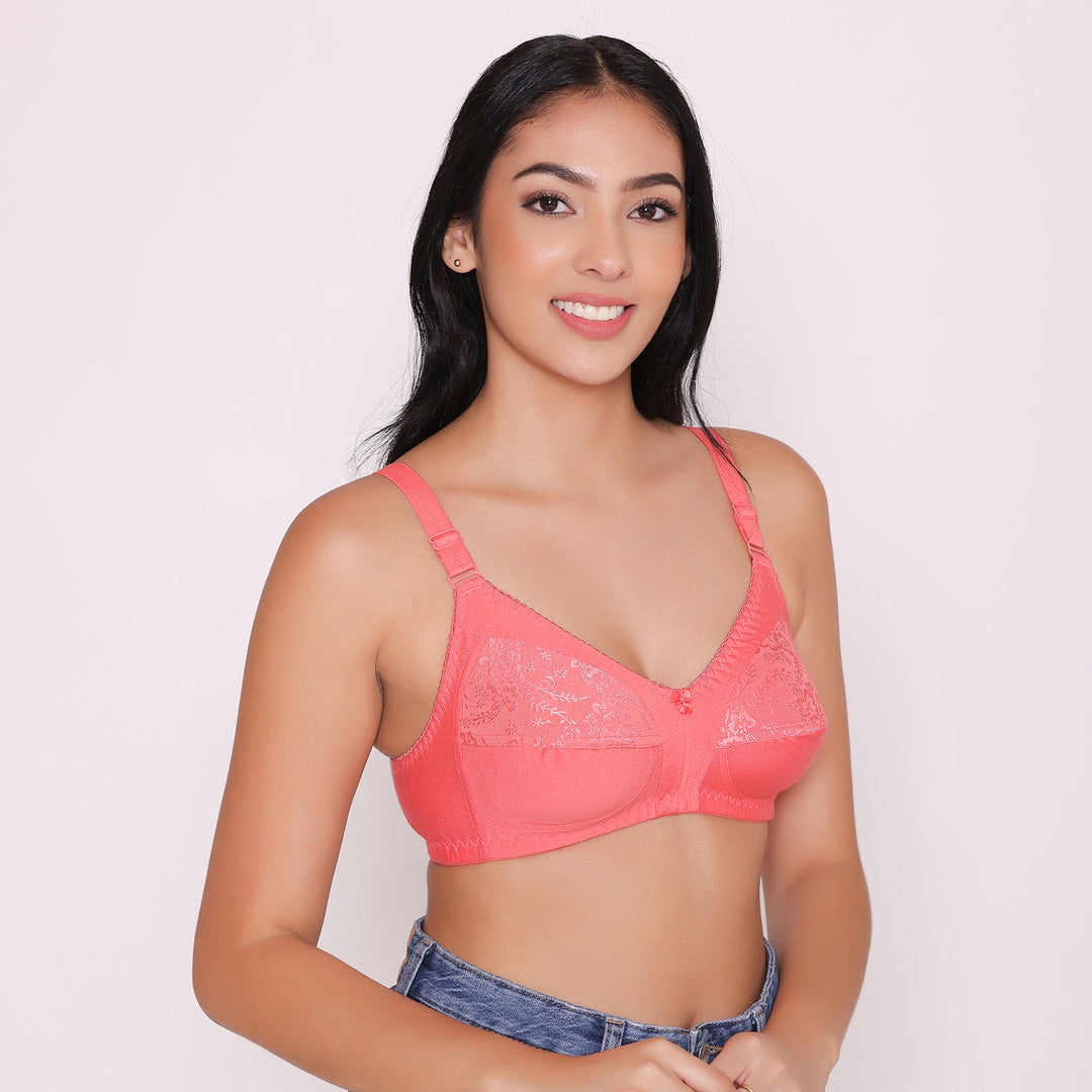 Half Net Non Padded Non Wired Full Coverage Bra (Pack of 3)-IRIS