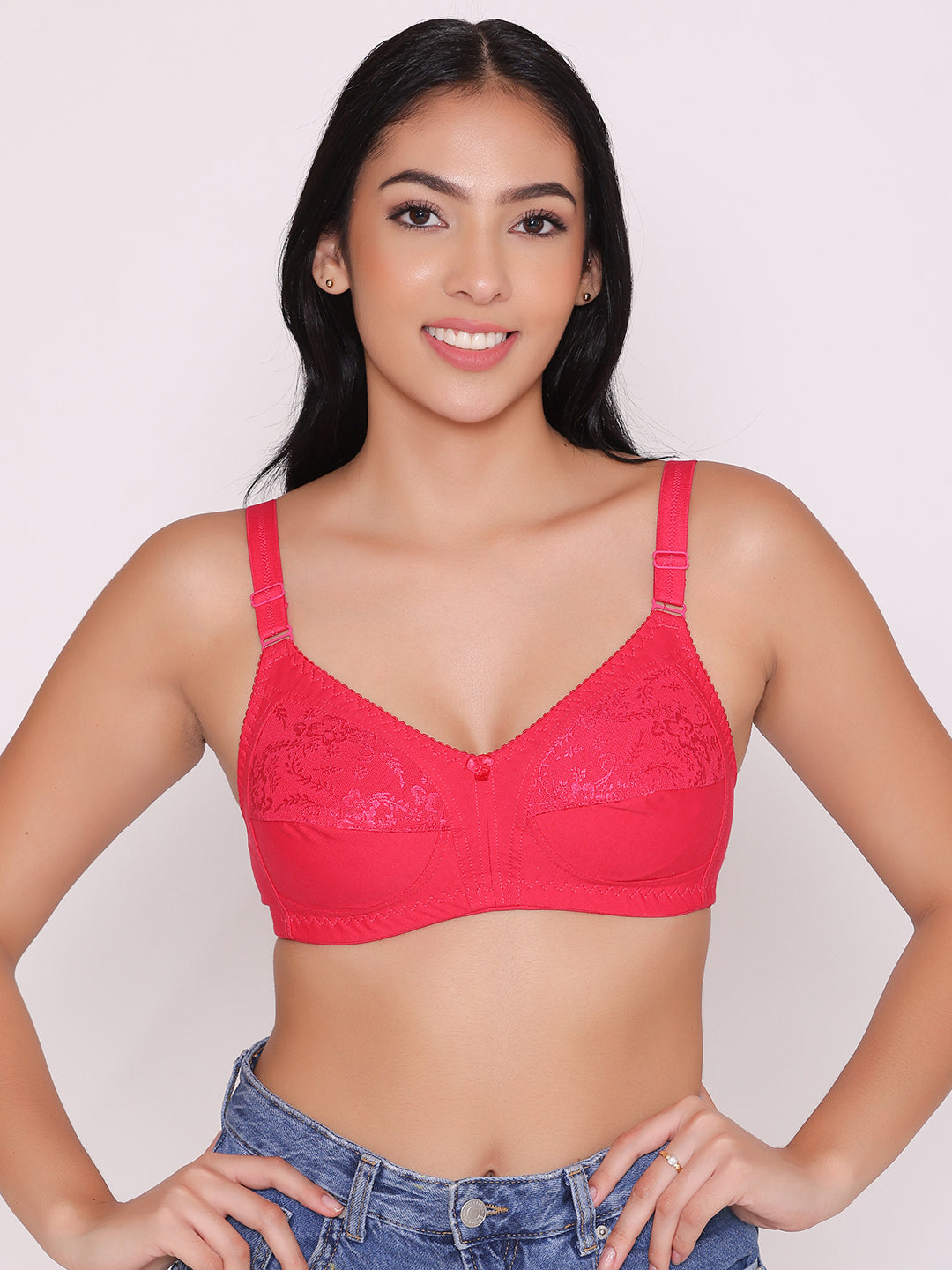 Half Net Non Padded Non Wired Full Coverage Bra (Pack of 2)-IRIS