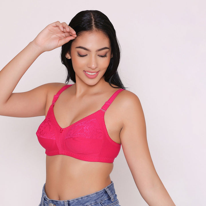 Half Net Non Padded Non Wired Full Coverage Bra-IRIS