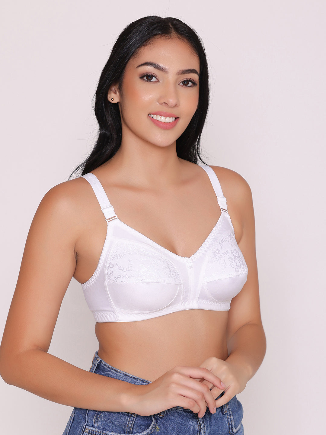 Half Net Non Padded Non Wired Full Coverage Bra (Pack of 2)-IRIS