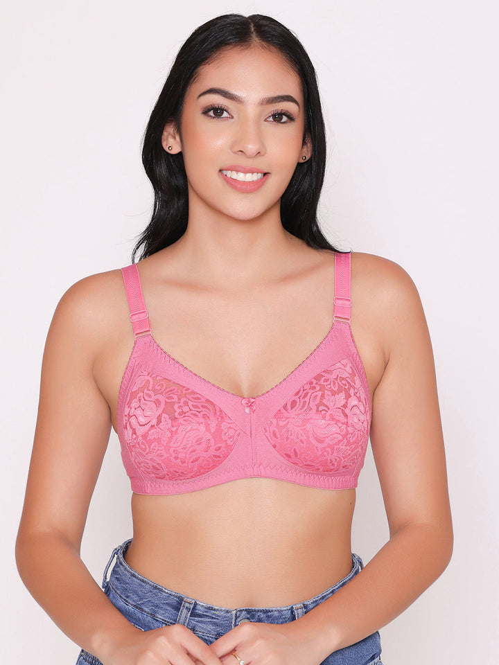 Women's Non Padded Full Coverage Net Bra (Pack of 5)-Thea