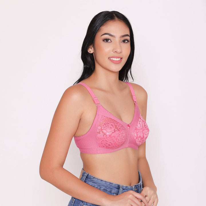 Women's Non Padded Full Coverage Net Bra-Thea