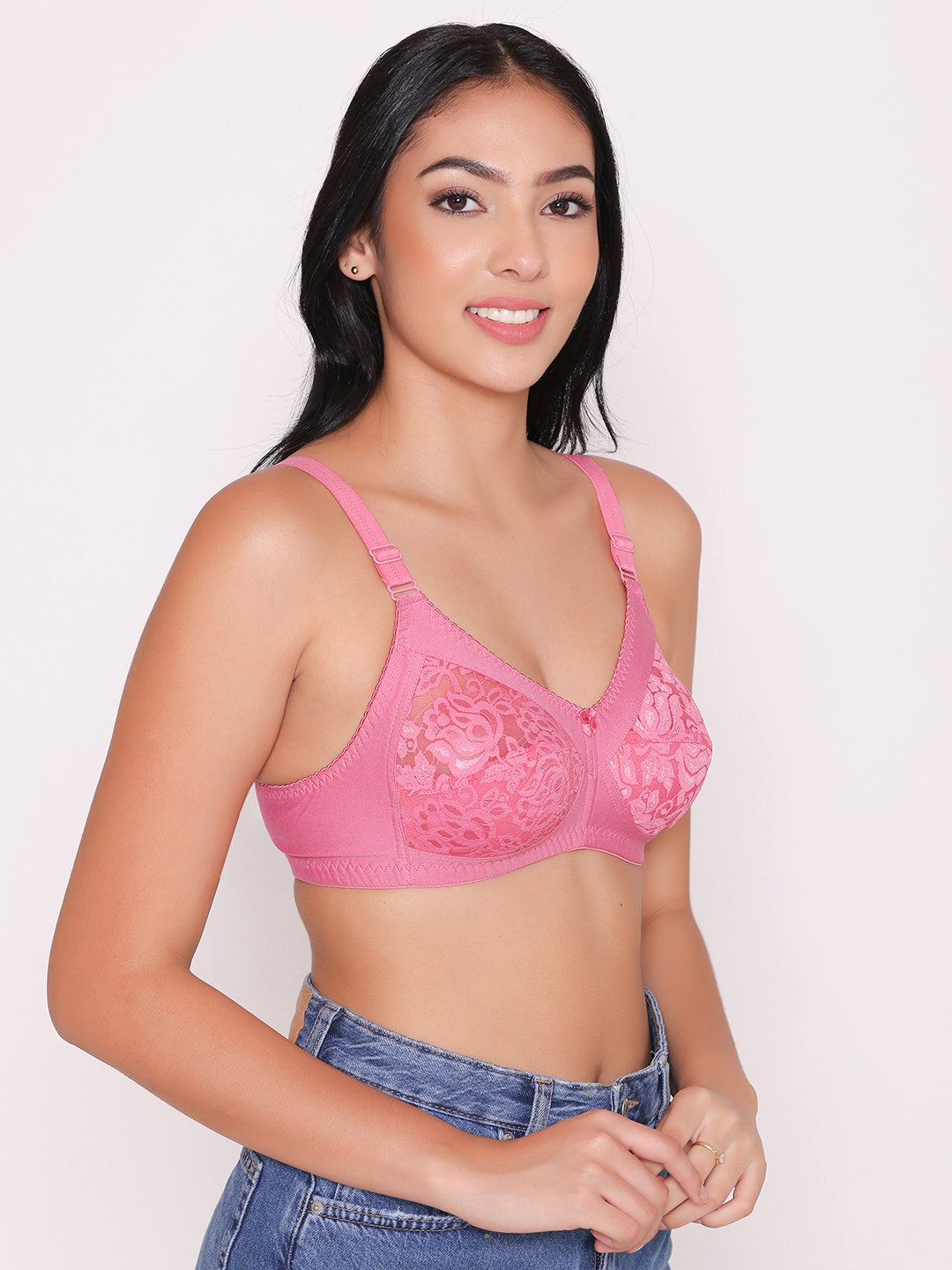Women's Non Padded Full Coverage Net Bra (Pack of 5)-Thea