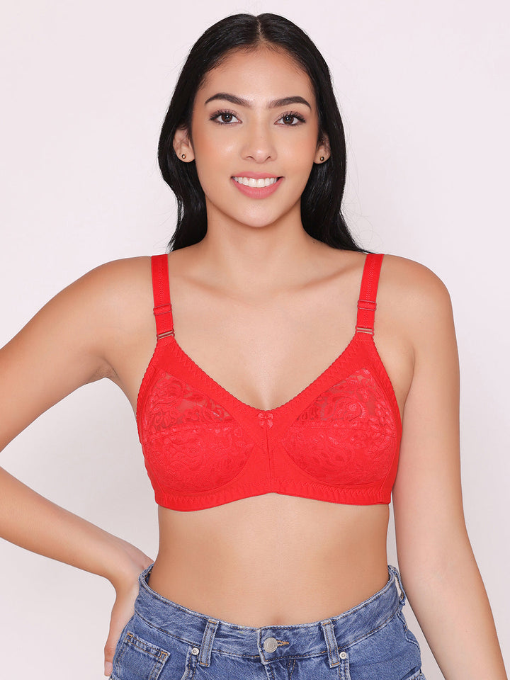 Women's Non Padded Full Coverage Net Bra (Pack of 5)-Thea