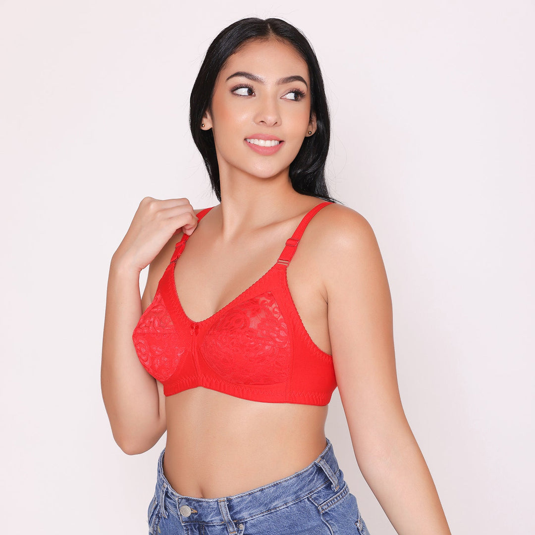 Women's Non Padded Full Coverage Net Bra-Thea