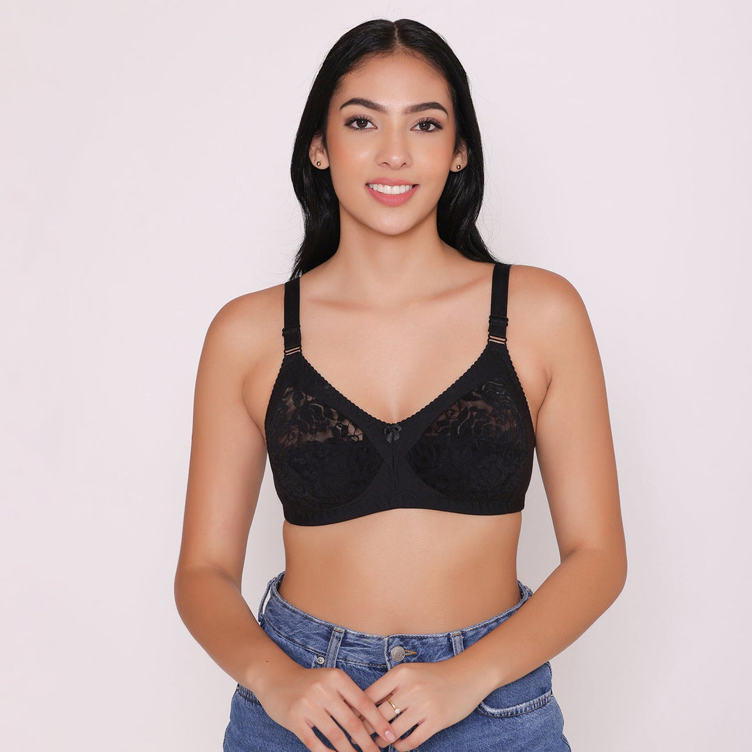 Women's Non Padded Full Coverage Net Bra White Thea