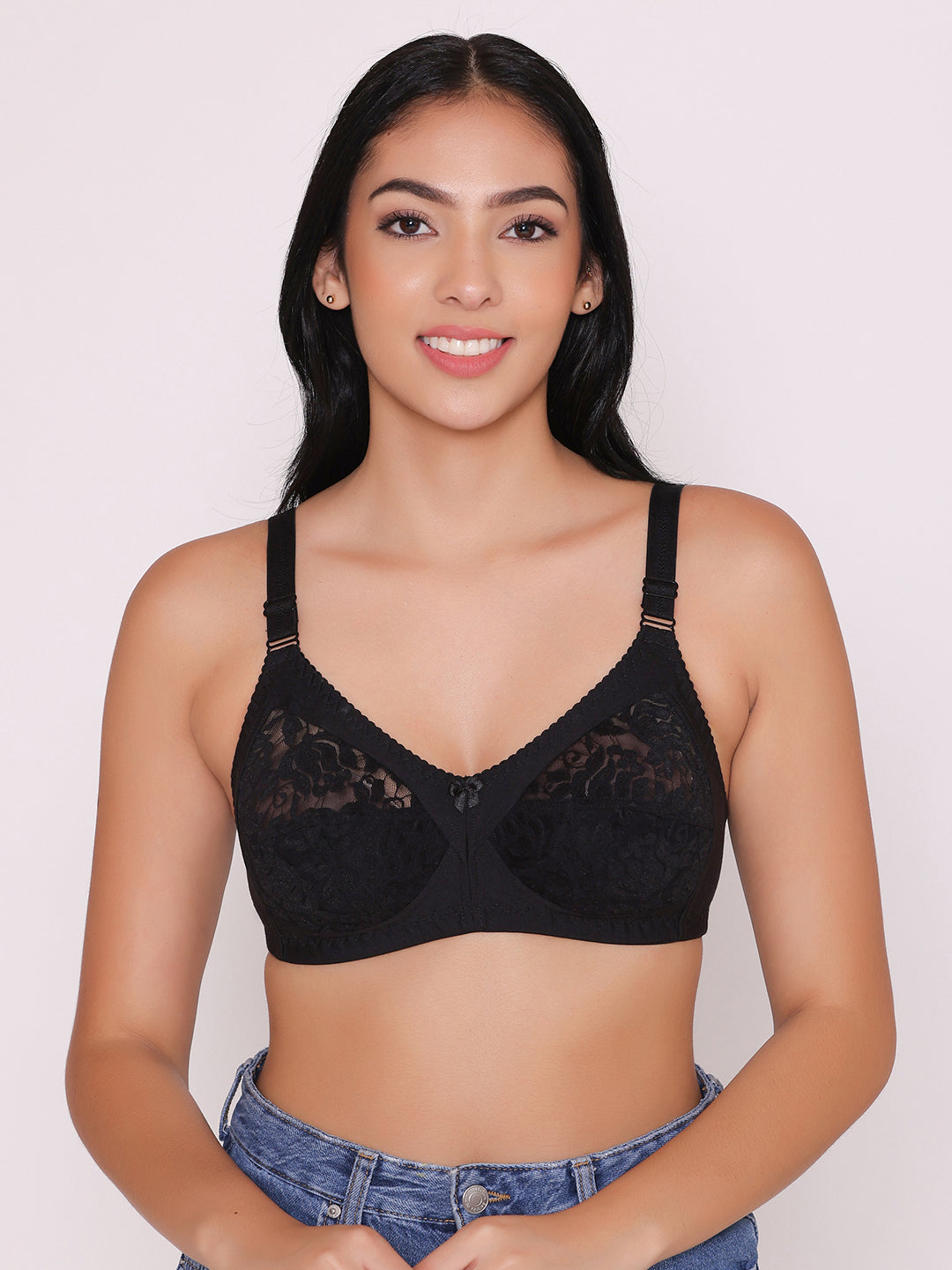 Women's Non Padded Full Coverage Net Bra (Pack of 5)-Thea