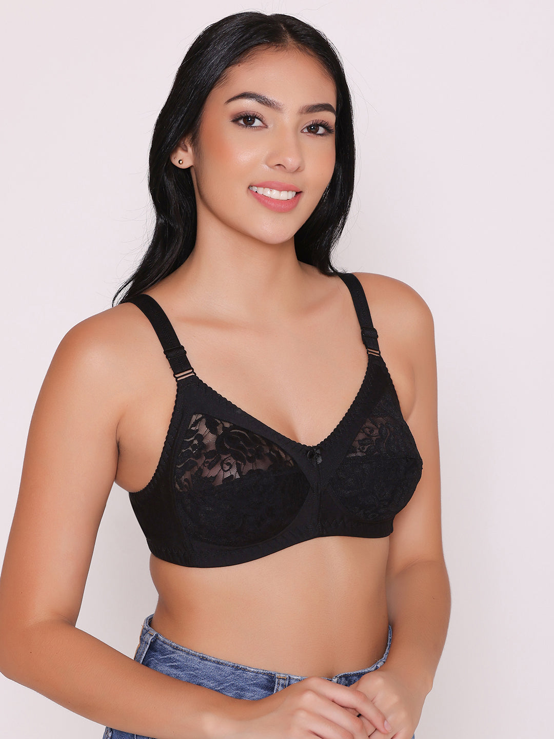 Women's Non Padded Full Coverage Net Bra (Pack of 5)-Thea