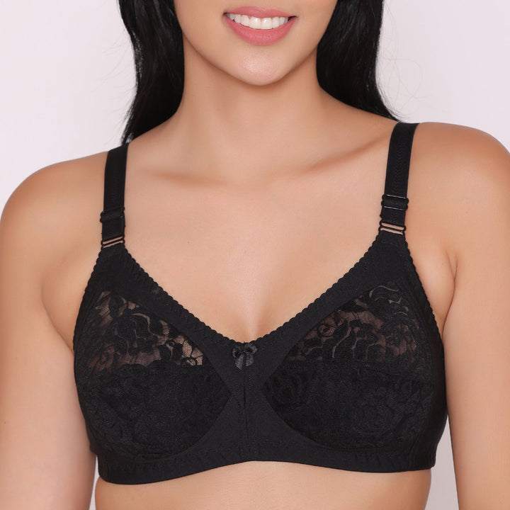 Women's Non Padded Full Coverage Net Bra White Thea