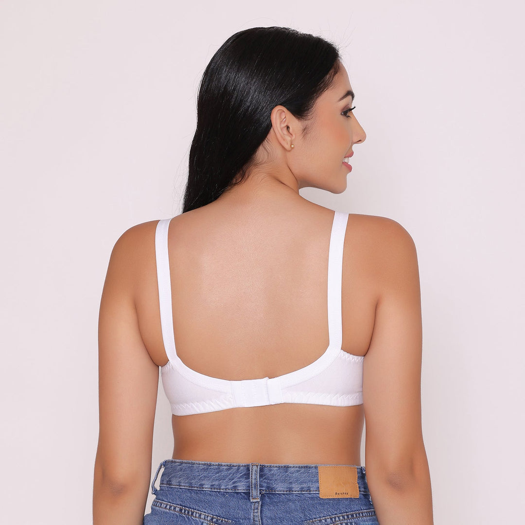 Women's Non Padded Full Coverage Net Bra White Thea