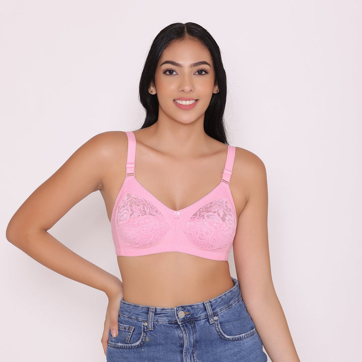 Women's Non Padded Full Coverage Net Bra-Thea