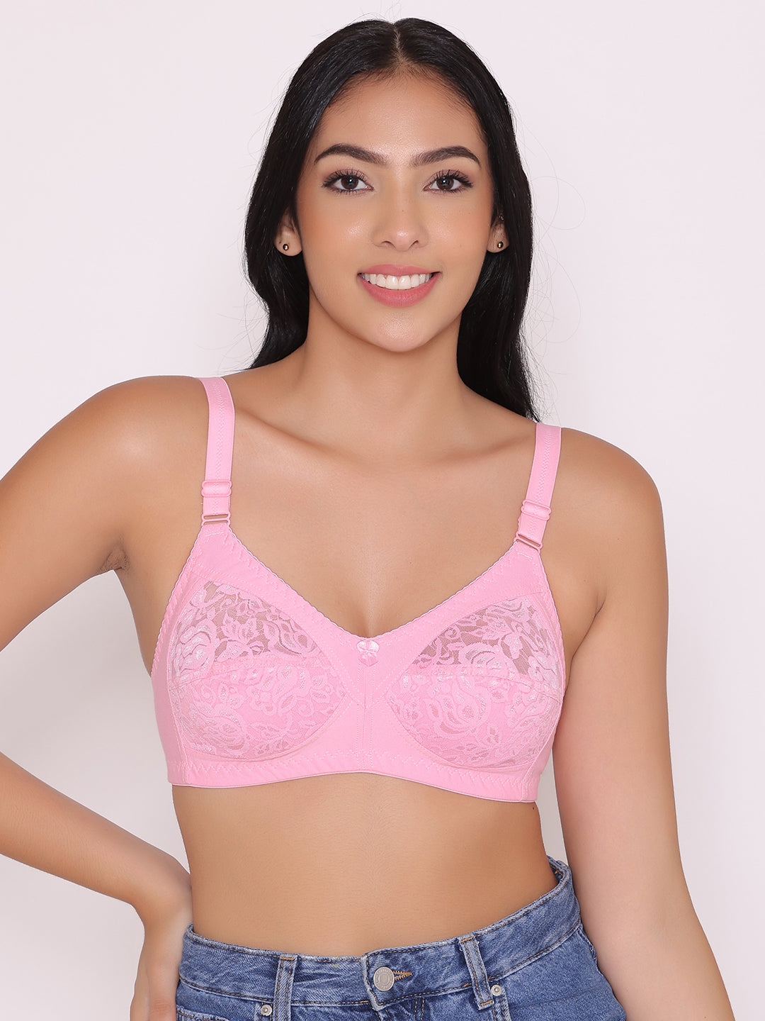 Women's Non Padded Full Coverage Net Bra (Pack of 5)-Thea