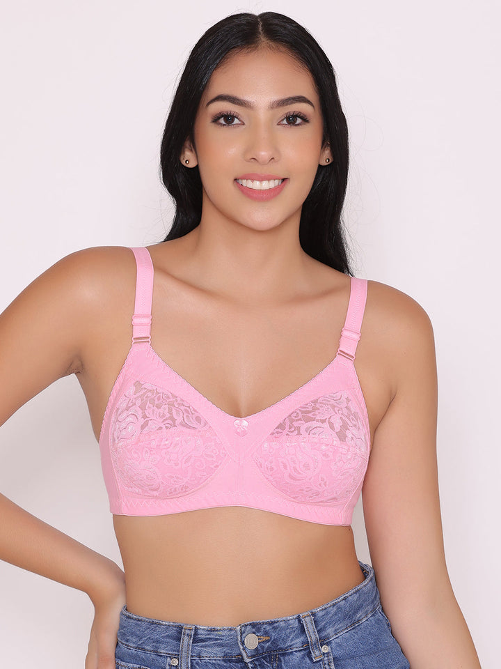 Women's Non Padded Full Coverage Net Bra (Pack of 5)-Thea