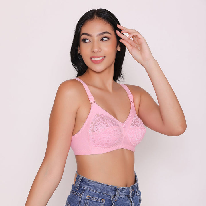 Women's Non Padded Full Coverage Net Bra-Thea