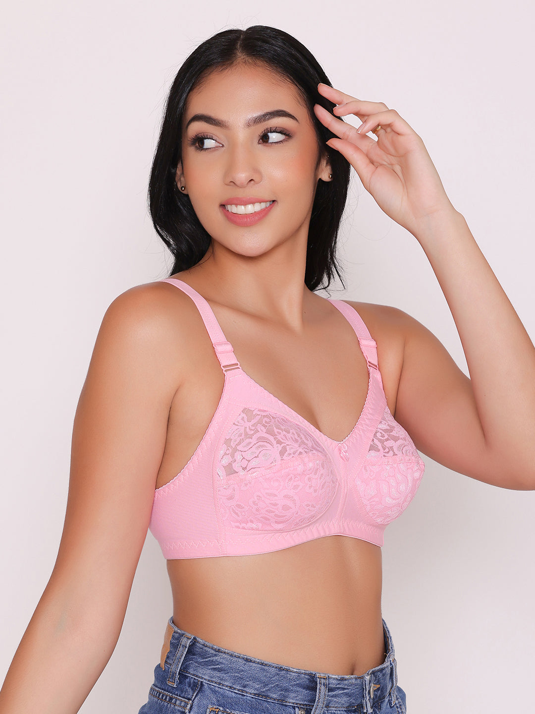 Women's Non Padded Full Coverage Net Bra (Pack of 5)-Thea