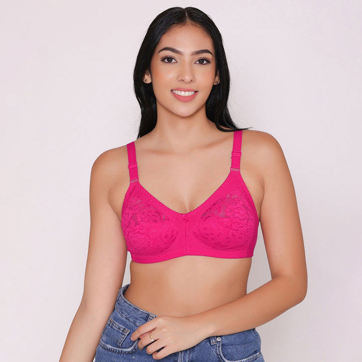 Women's Non Padded Full Coverage Net Bra-Thea