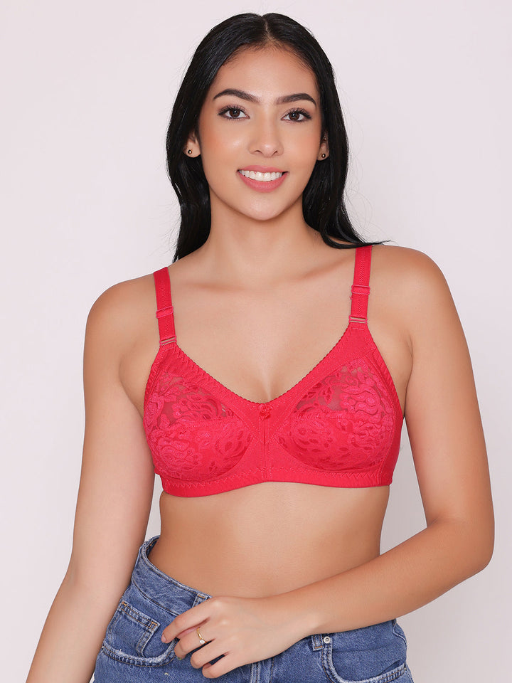 Women's Non Padded Full Coverage Net Bra (Pack of 2)-Thea