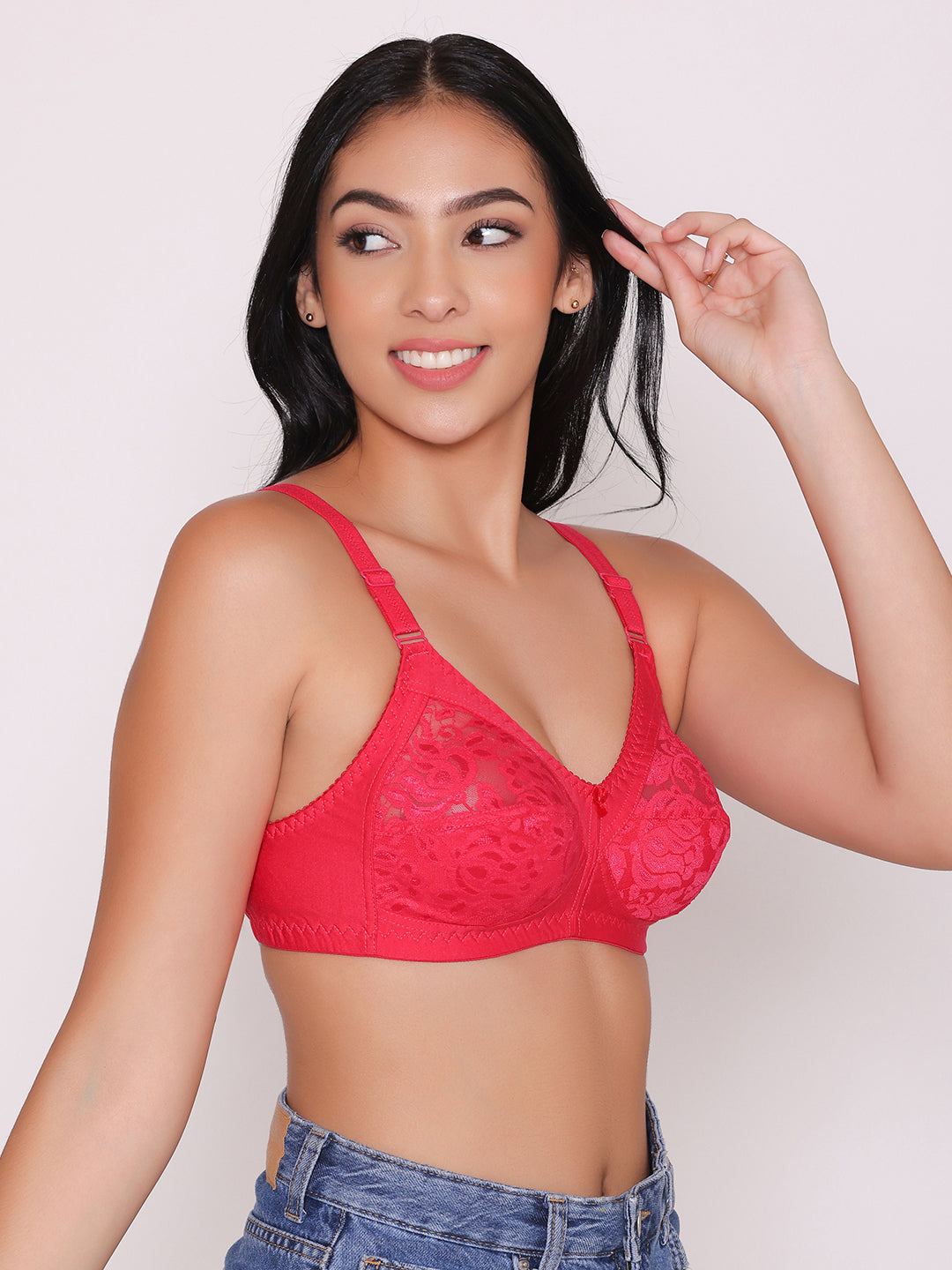 Women's Non Padded Full Coverage Net Bra (Pack of 5)-Thea