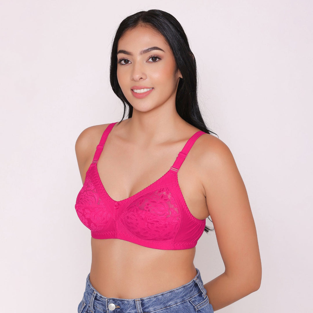 Women's Non Padded Full Coverage Net Bra-Thea