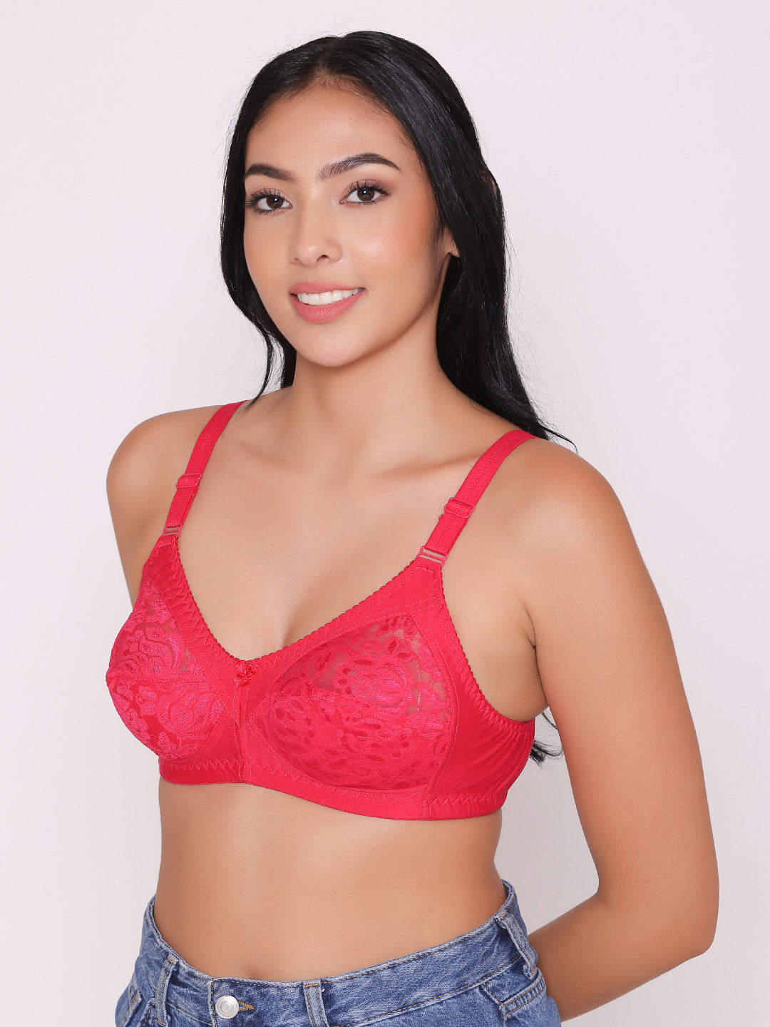 Women's Non Padded Full Coverage Net Bra (Pack of 5)-Thea
