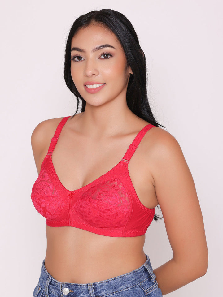 Women's Non Padded Full Coverage Net Bra (Pack of 5)-Thea