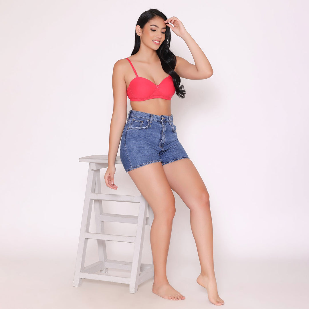 Lightly Padded Non Wired Tshirt Bra-ROMI
