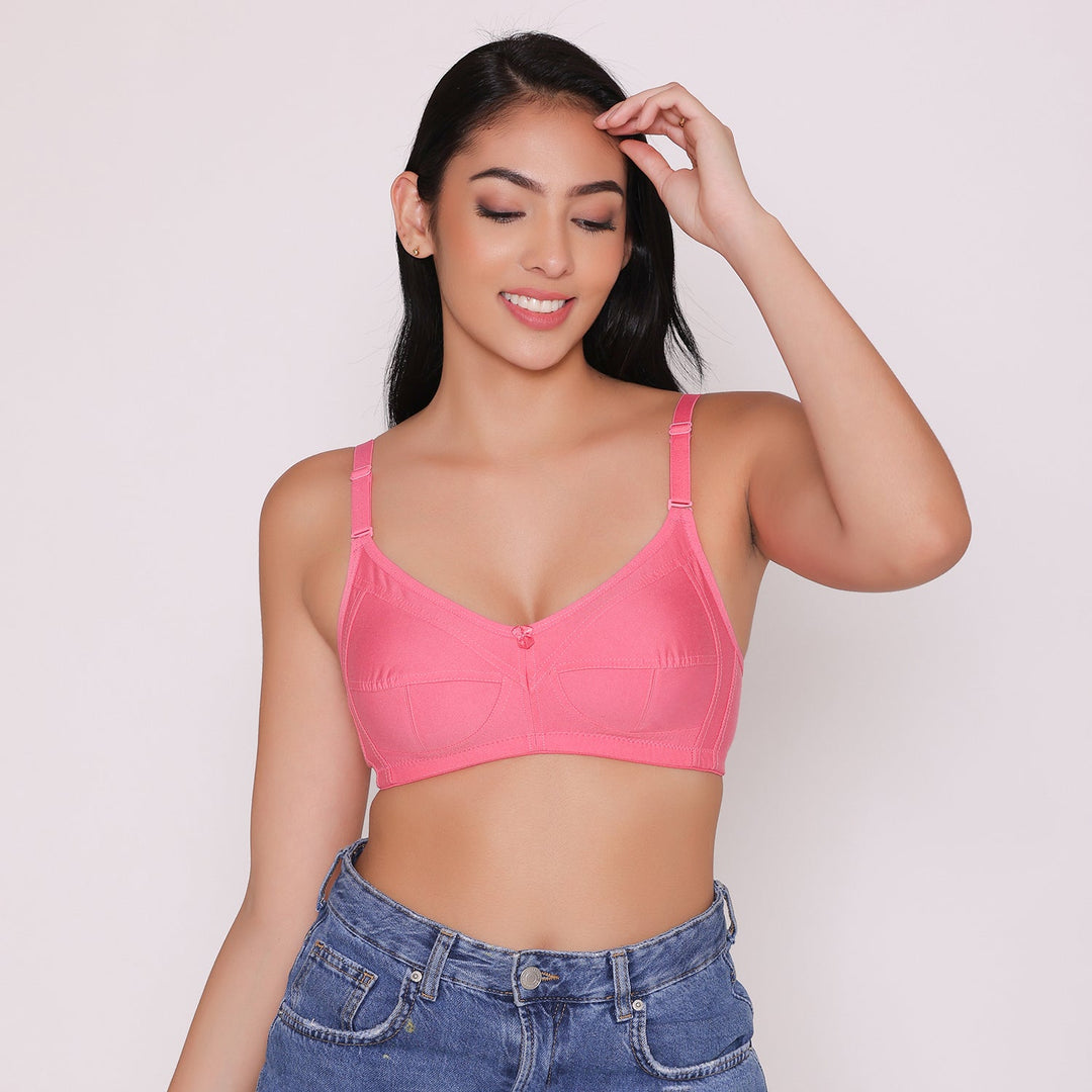 Women's Non Padded Non Wired Full Coverage Bra with No Spillage-ELSA