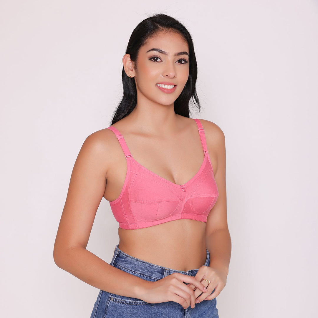 Women's Non Padded Non Wired Full Coverage Bra with No Spillage-ELSA