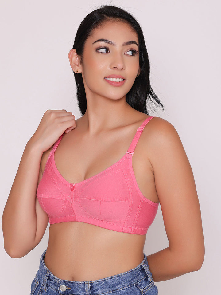 Women's Non Padded Non Wired Full Coverage Bra with No Spillage (Pack of 2)-ELSA