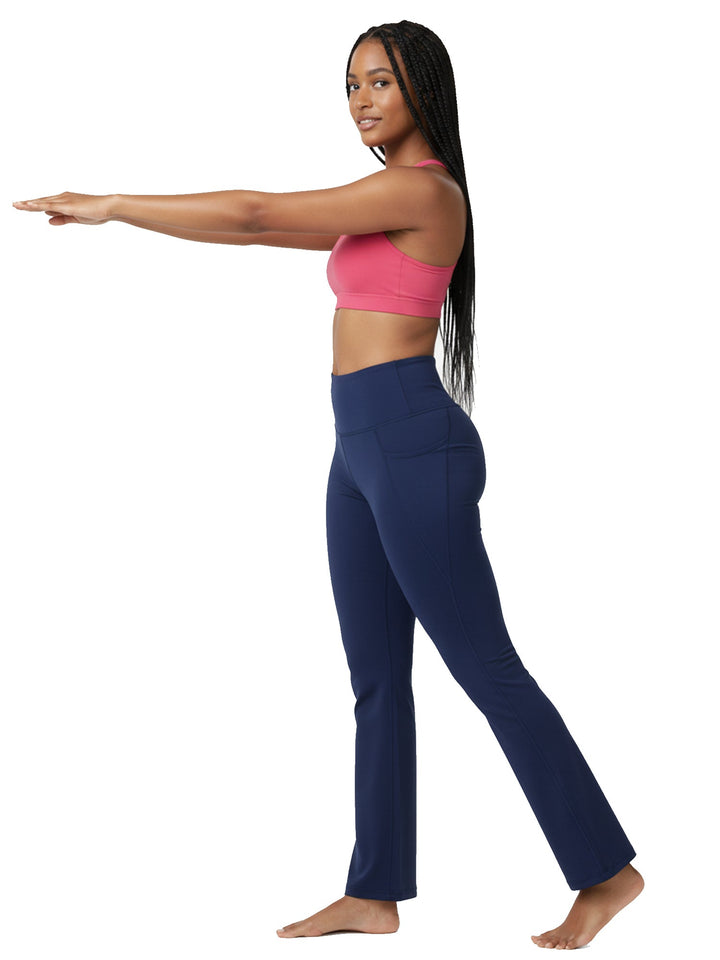 Recycled Fiber Black Flare Pants-ISL051-Navy Blue-