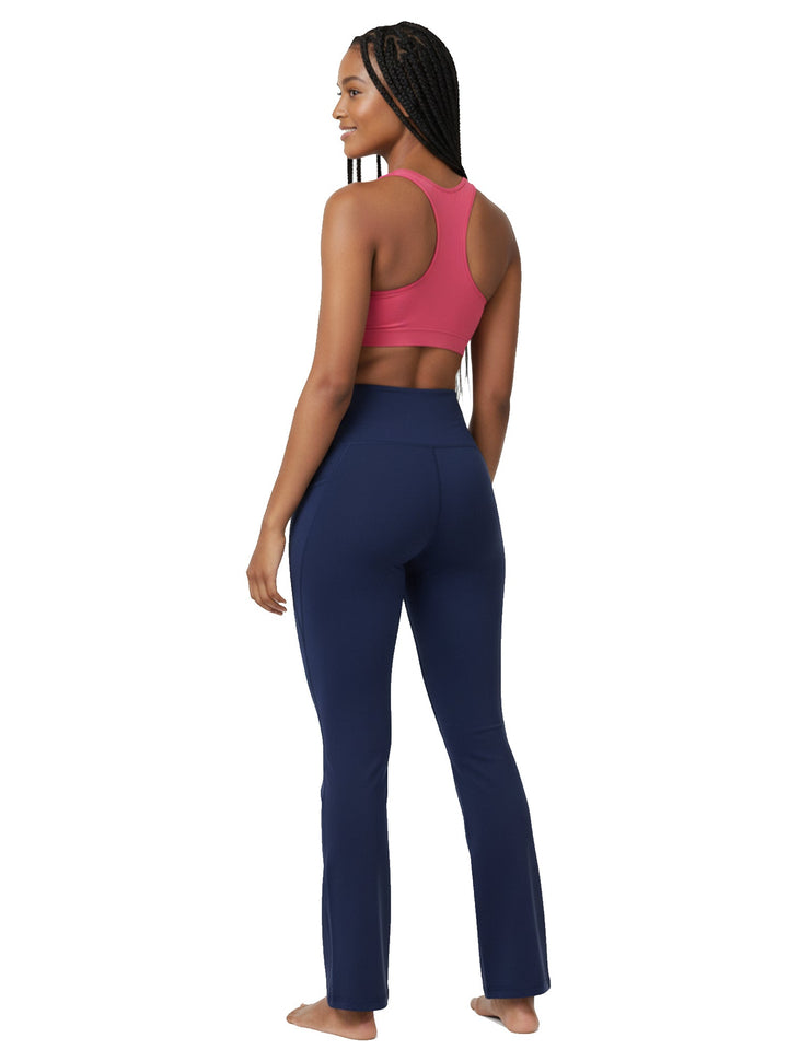 Recycled Fiber Black Flare Pants-ISL051-Navy Blue-