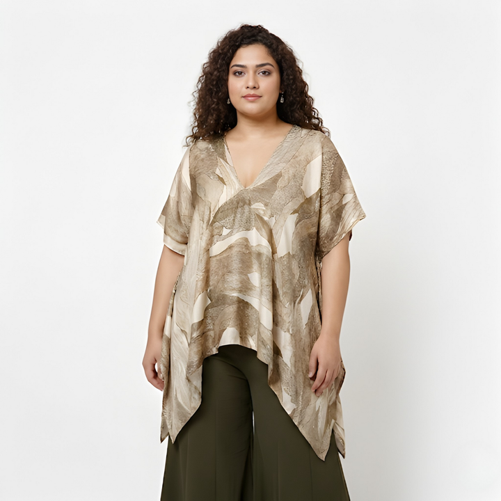 Olive Printed Kaftan Top