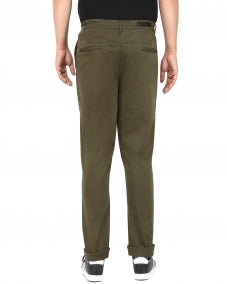 Plus Size Men Olive Green Solid Smart Fit Flat-Front Trousers