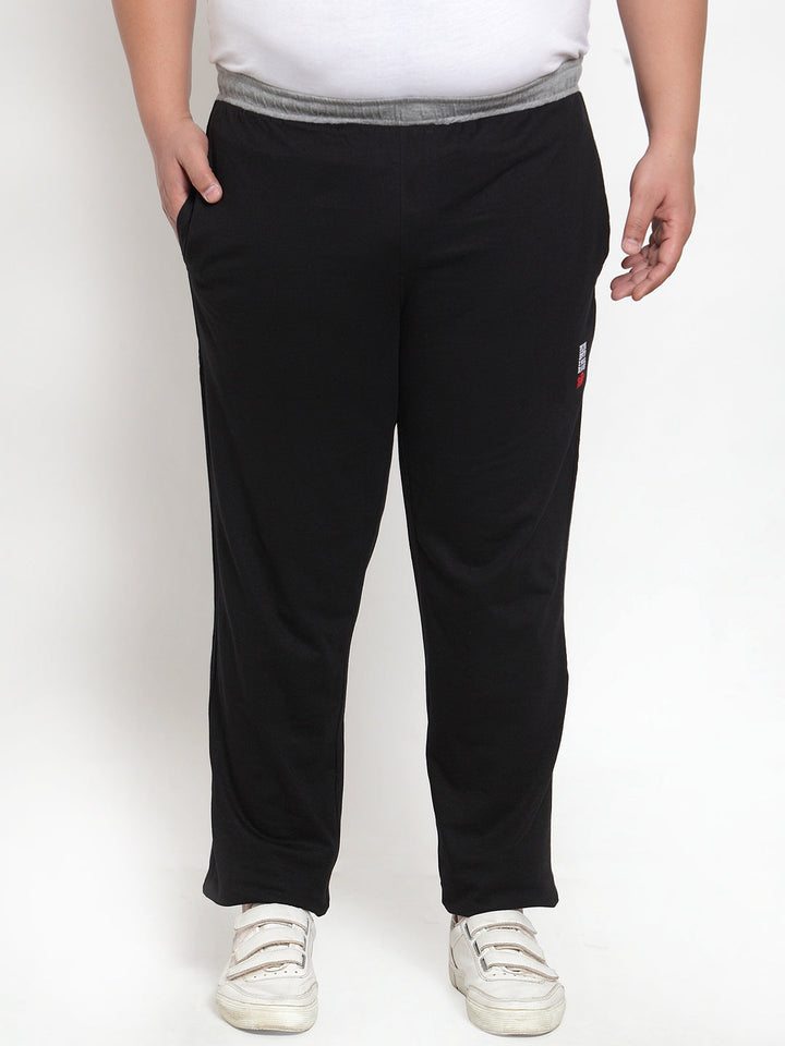 Plus Size   Black Solid Track Pants