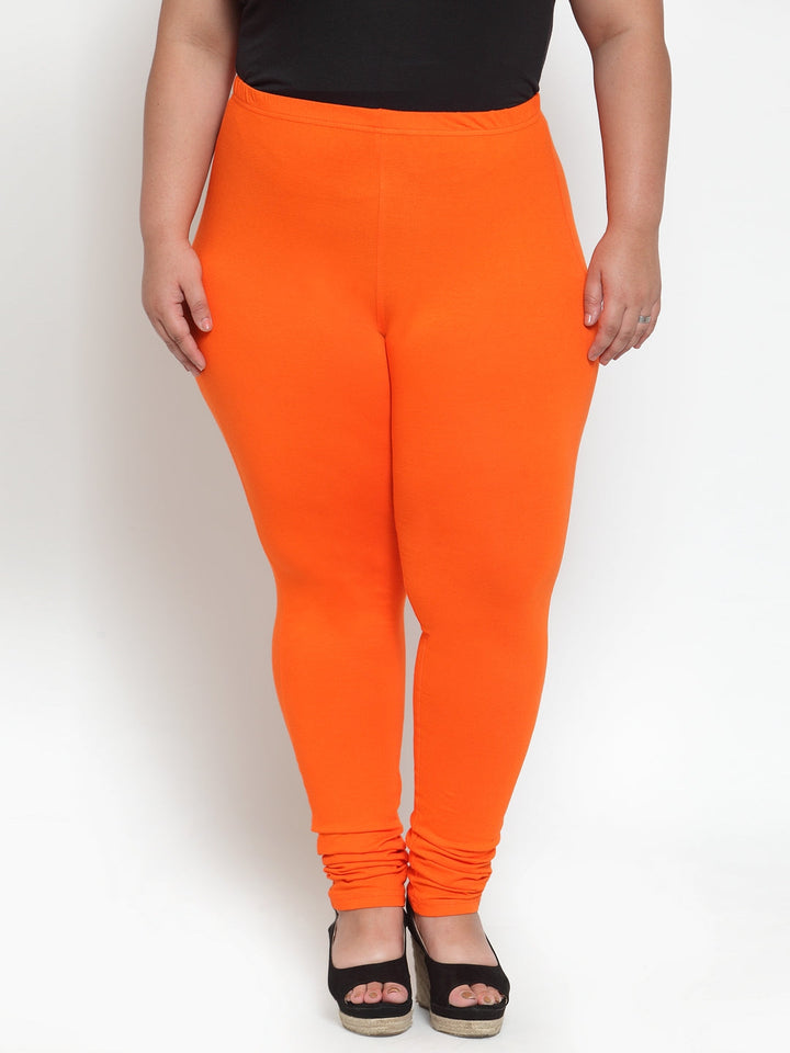 Plus Size Orange Solid Leggings