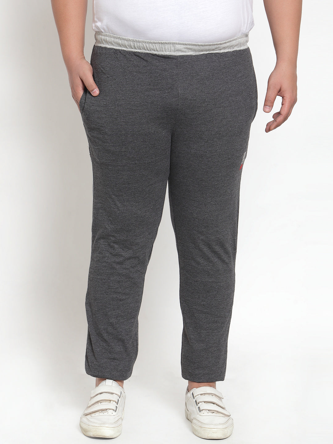 Plus Size   Charcoal Solid Track Pants