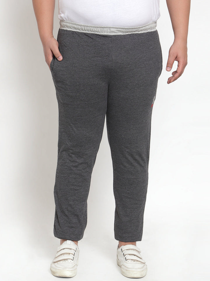 Plus Size   Charcoal Solid Track Pants