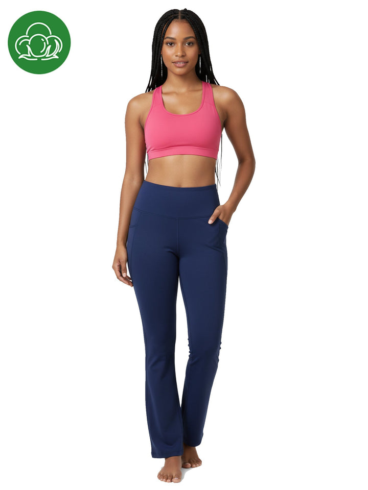 Recycled Fiber Black Flare Pants-ISL051-Navy Blue-