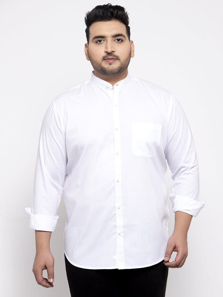 Plus Size  Men White Casual Shirt
